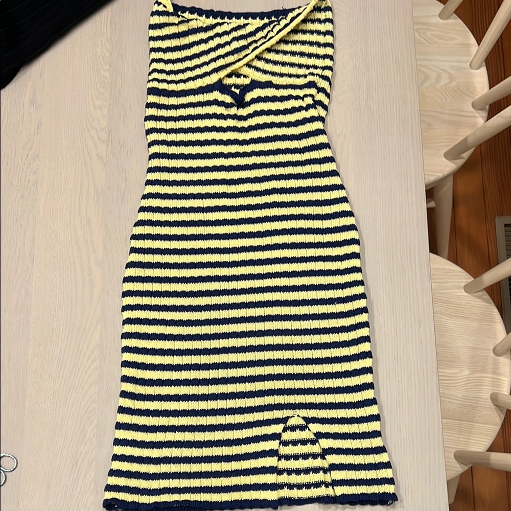 Micas Yellow and Black Striped Knit Dress
